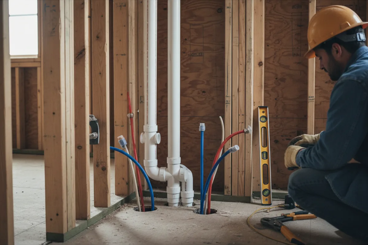 Drain and supply rough-in during Leak Detection in Bangor